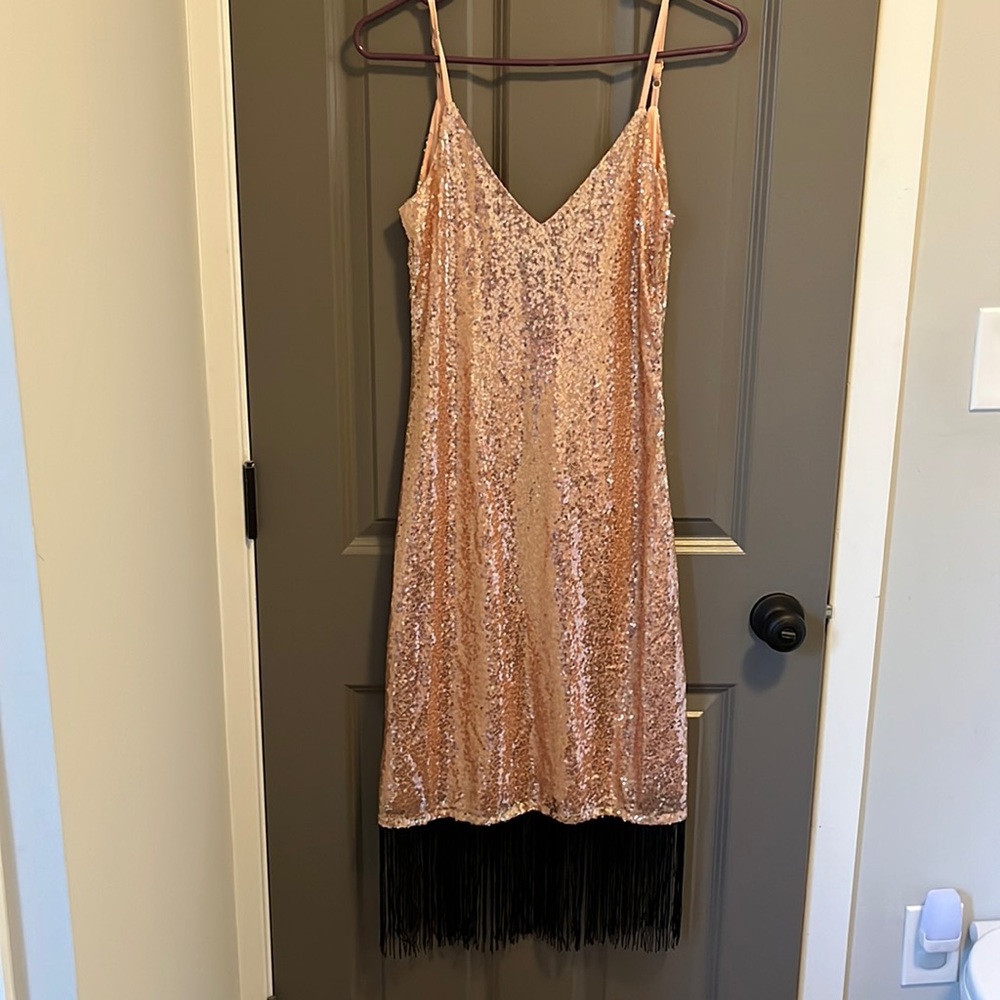 Pink sequin fringe dress